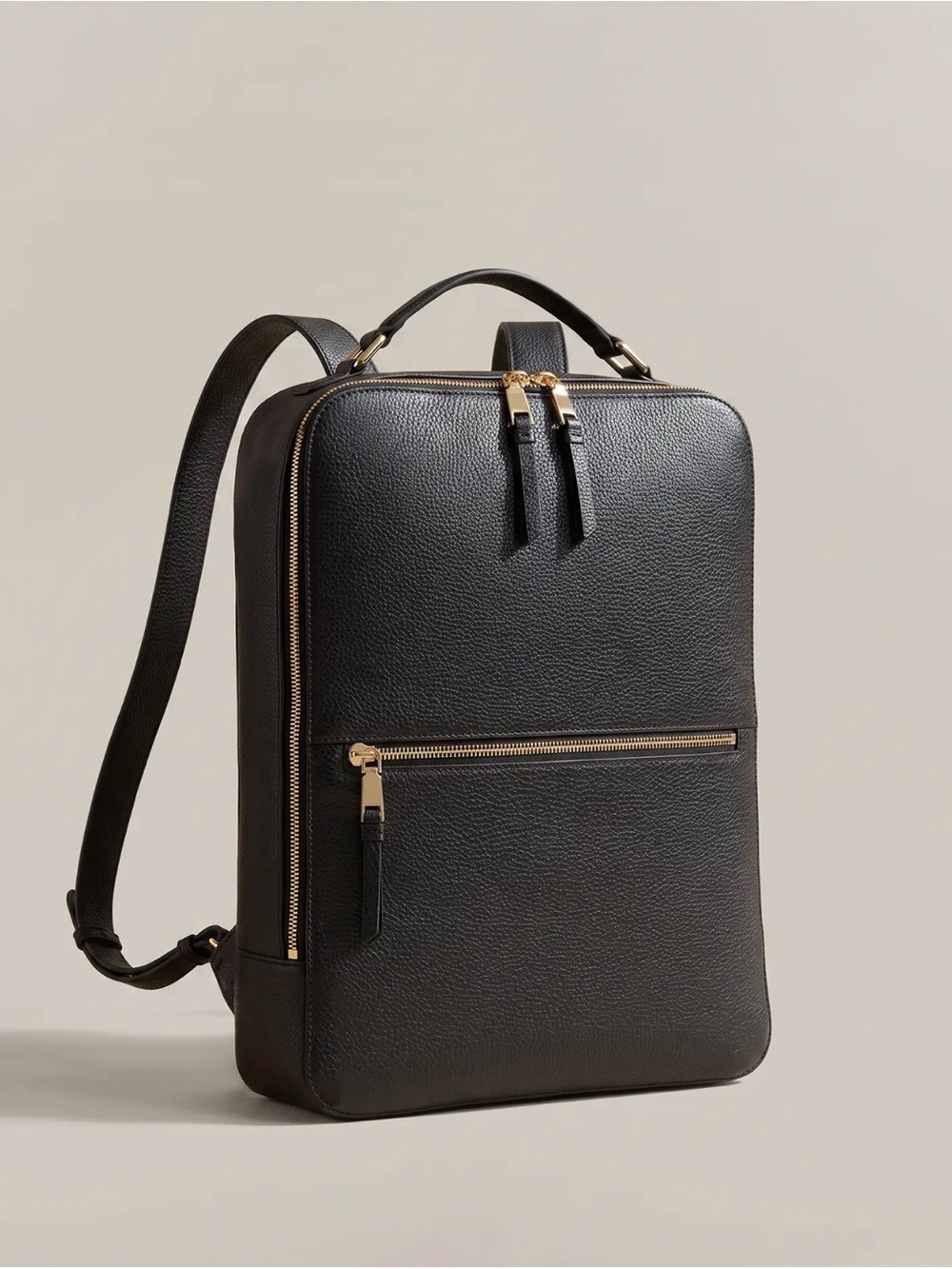 New Marlow Black Leather Backpack with Gold Hardware - Retail $150
